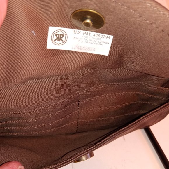 Rare 1980s FOSSIL Dark Coffee Brown Leather Compact Crossbody Organizer - Picture 4 of 12